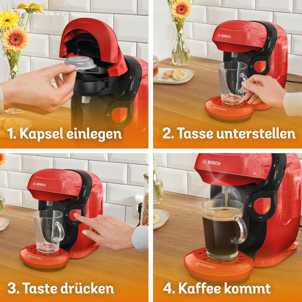 Tassimo Style TAS1103 – Kapselmaschine, über 70 Getränke, INTELLIBREW™, 1400W, Rot
